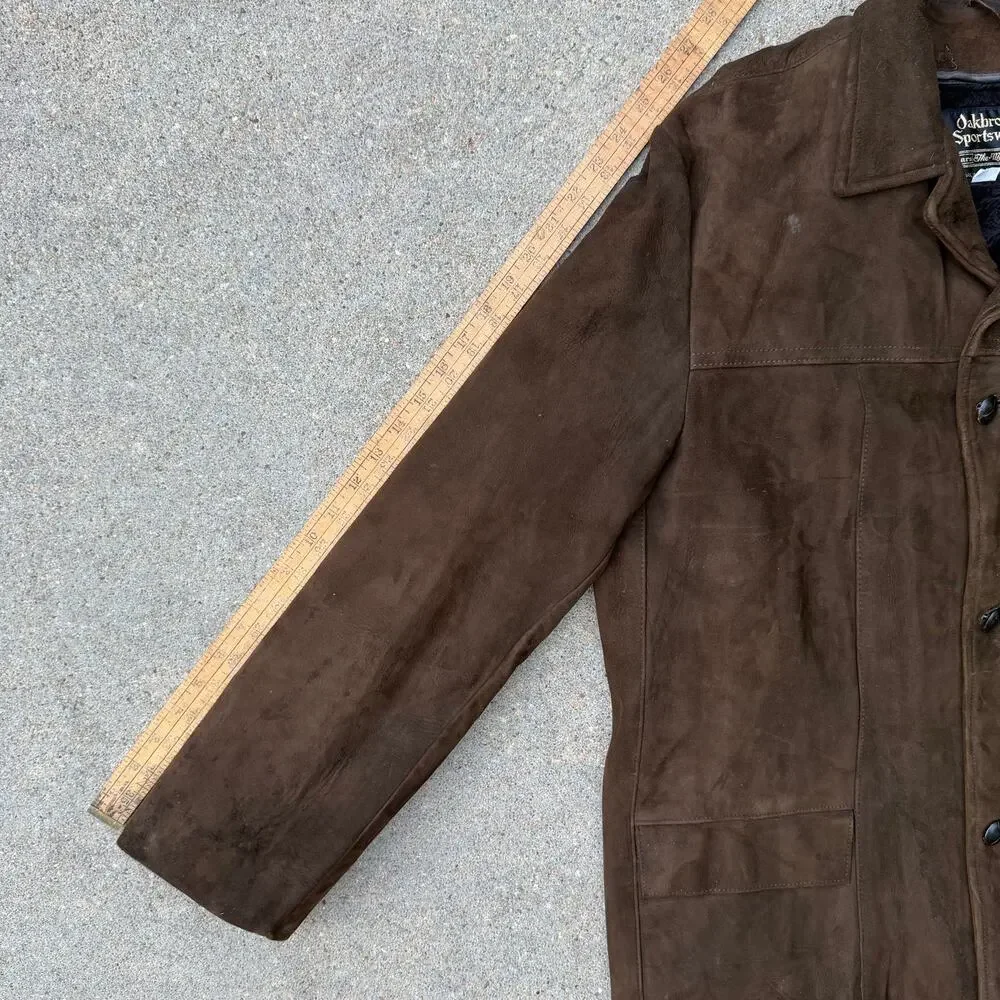60s Oakbrook Sportswear Brown Suede Leather Sears Jacket Faux Fur Lined Size 42